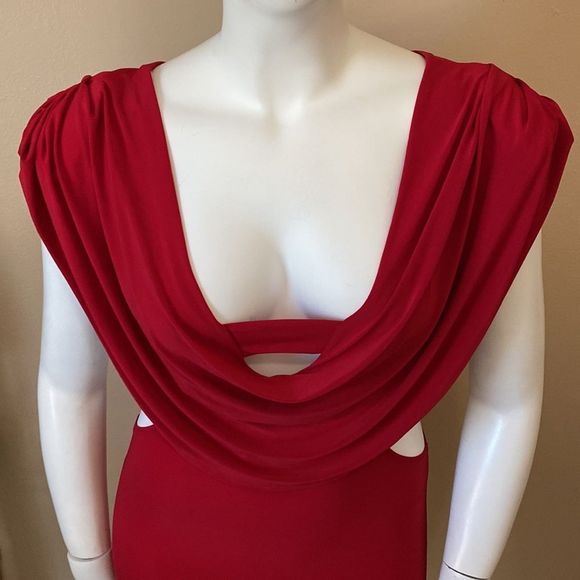 NWT Fashion Nova Deep Cowl Neck Red Mini Dress - Size XL - Picture 9 of 16